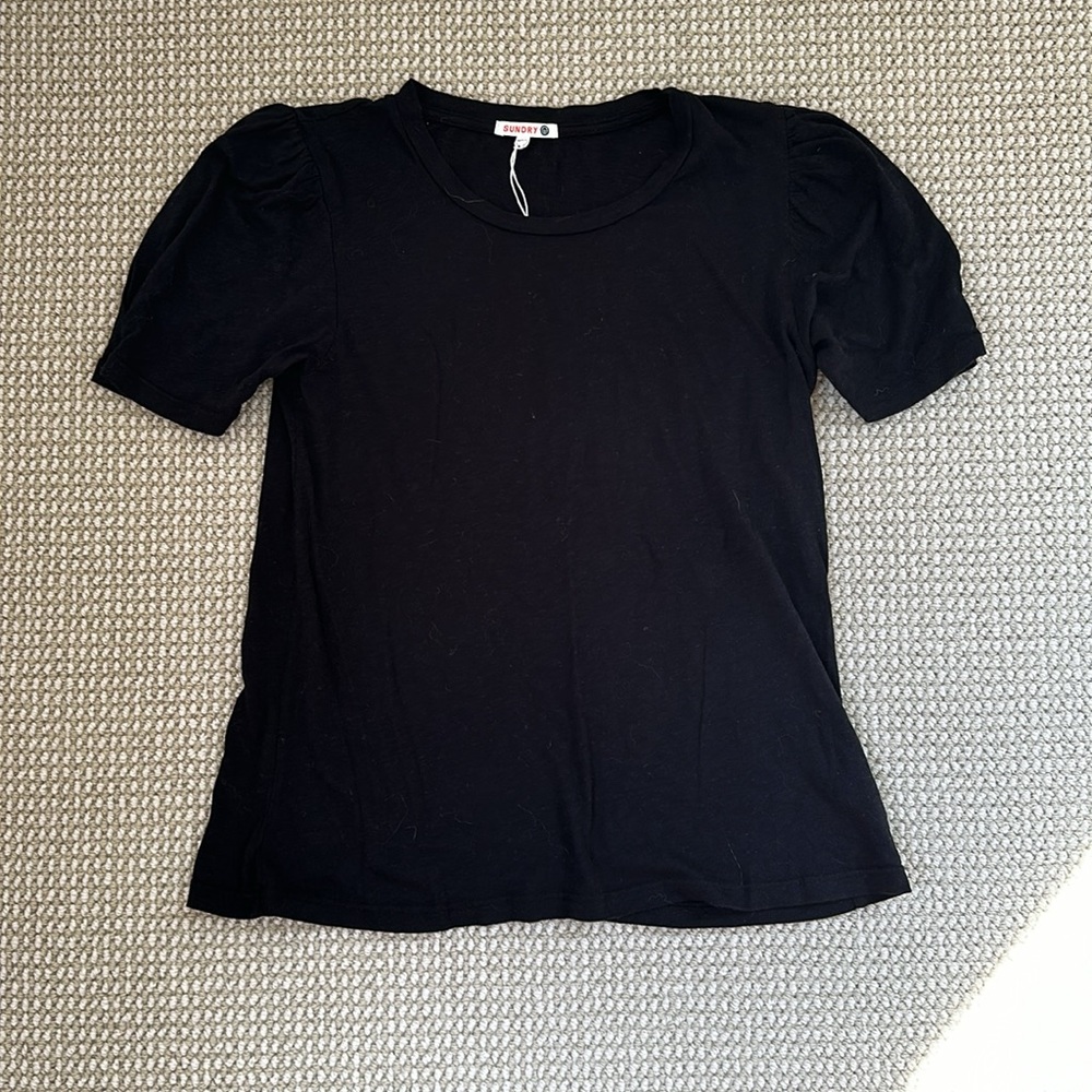 Sundry black tee with sleeve detail
